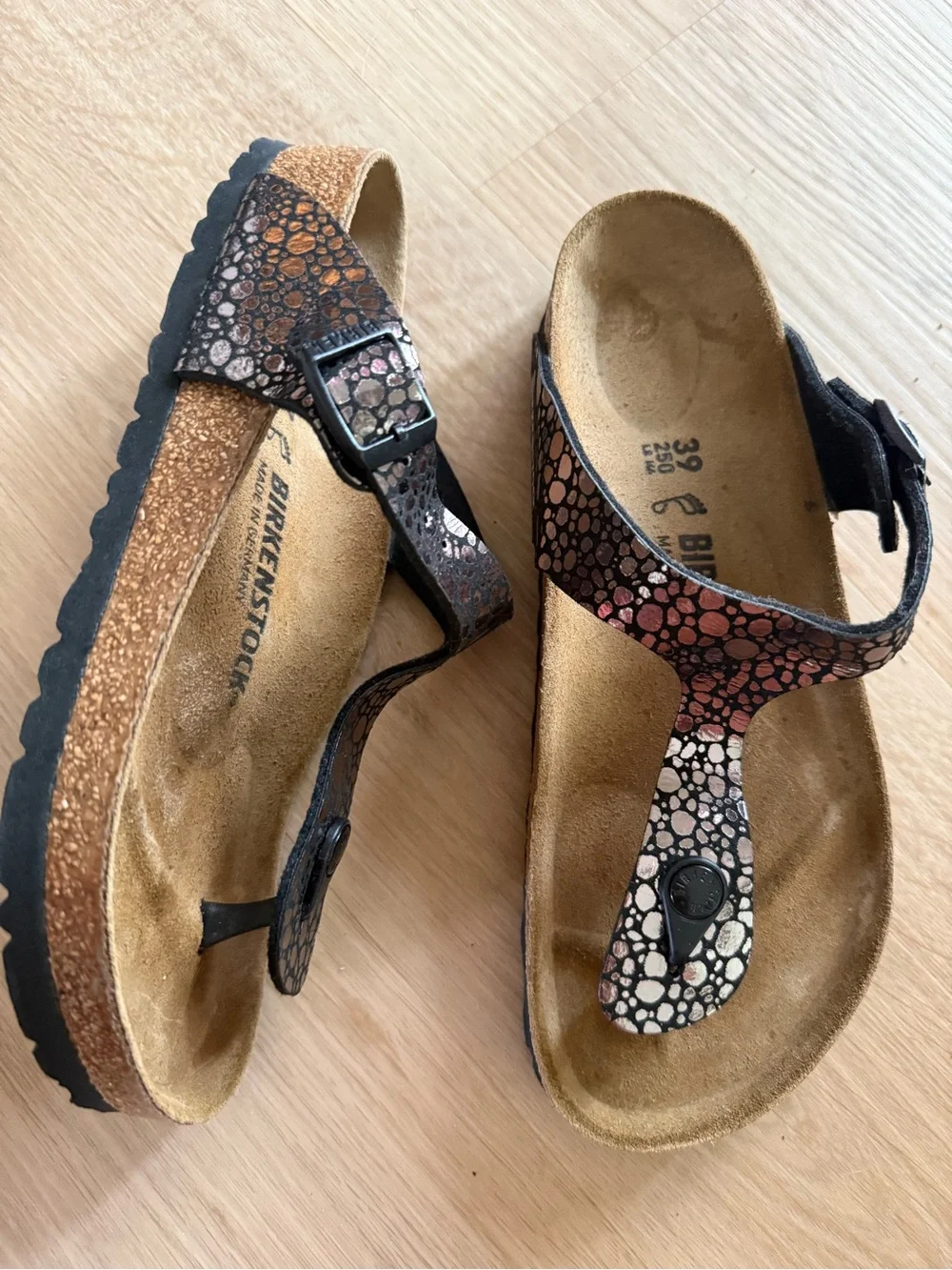 Birkenstock Gizeh Metallic Stones Black Sz 39 Regular